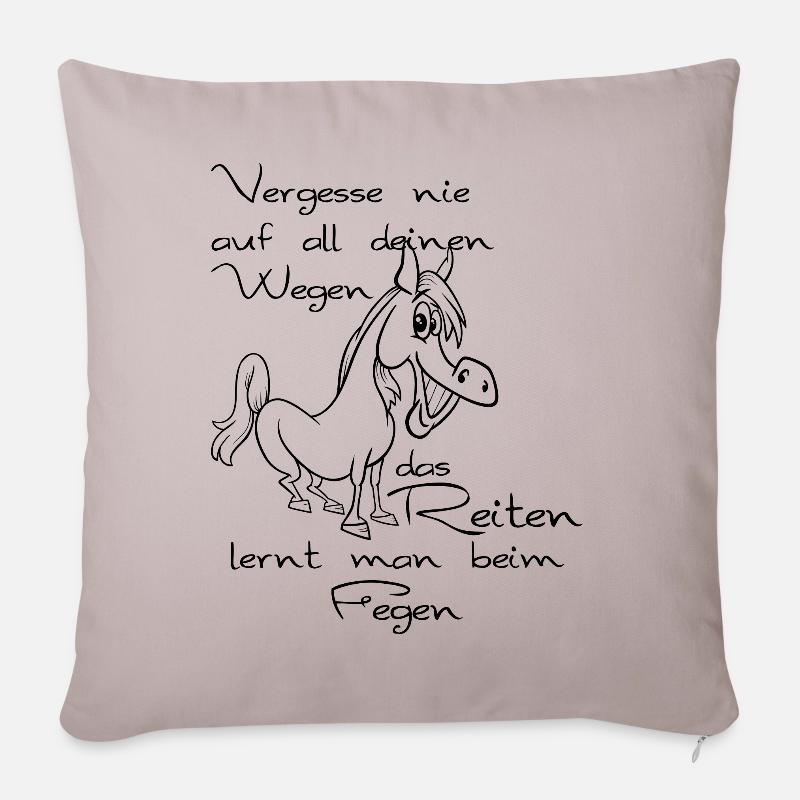 Reiterspruch Pferd Reitschüler Reiten - Sofakissenbezug 45 x 45 cm - helles Taupe