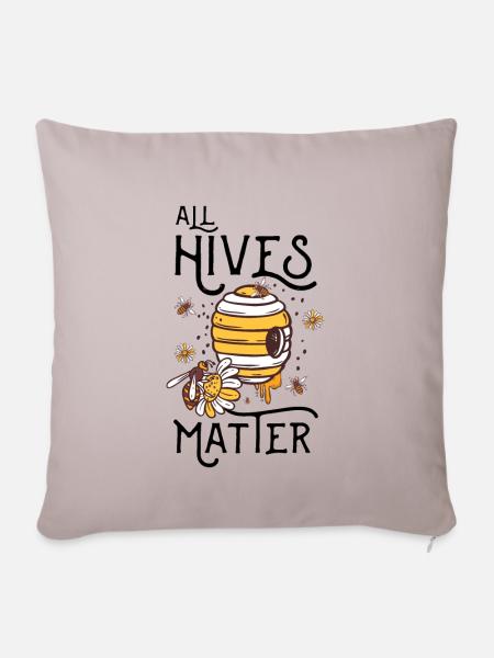 Bienenstock Biene Imker Spruch - Sofakissenbezug 45 x 45 cm - helles Taupe