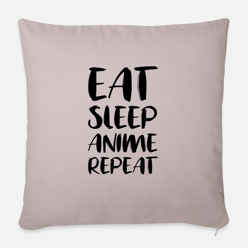 Eat Sleep Anime Repeat - Sofakissenbezug 45 x 45 cm - helles Taupe
