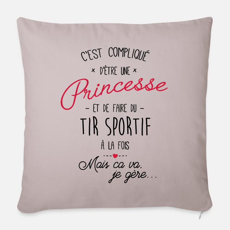 princesse et Tir sportif - Housse de coussin décorative 45 x 45 cm - taupe clair