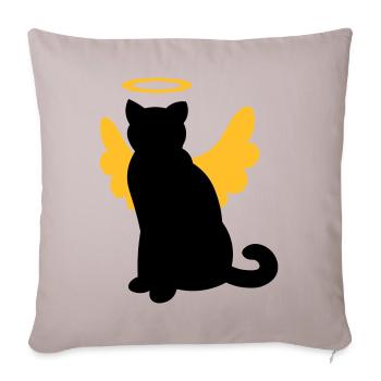 Chat aux ailes d'ange et halo - Housse de coussin décorative 45 x 45 cm - taupe clair - Devant