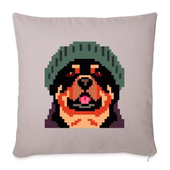Rottweiler Pixel Art Dog Lover puppy - Sofa pillowcase 17,3'' x 17,3'' (45 x 45 cm) - light taupe - Front