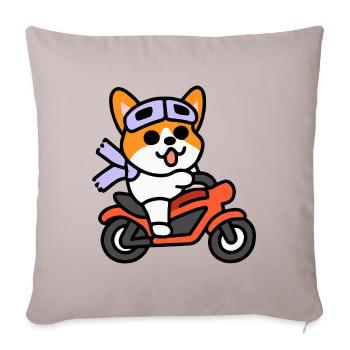 Motard Corgi Chien Gallois - Housse de coussin décorative 45 x 45 cm - taupe clair - Devant