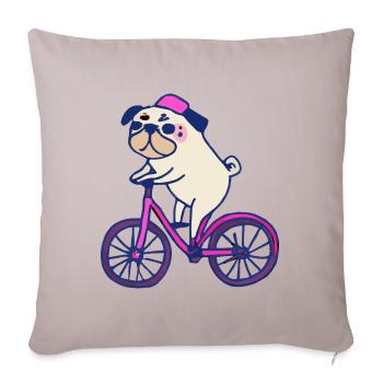 Pug Bicycle Dog Puppy - Sofa pillowcase 17,3'' x 17,3'' (45 x 45 cm) - light taupe - Front