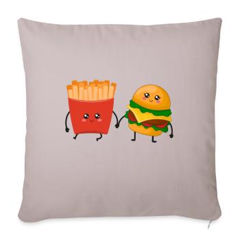Couple Frites Cadeau Burger Frites Mignon Marrant - Housse de coussin décorative 45 x 45 cm - taupe clair - Devant