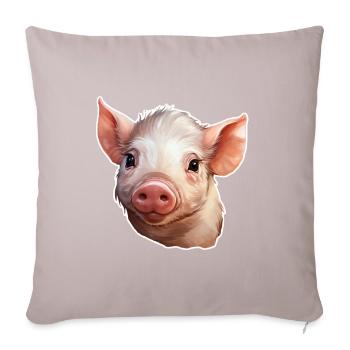 Schweinchen - Sofakissenbezug 45 x 45 cm - helles Taupe - Vorne