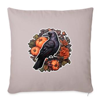 Krähe Halloween Herbst Kürbis Rosen - Sofakissenbezug 45 x 45 cm - helles Taupe - Vorne