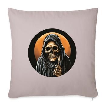 Squelette avec cape avant lune de sang Halloween - Housse de coussin décorative 45 x 45 cm - taupe clair - Devant