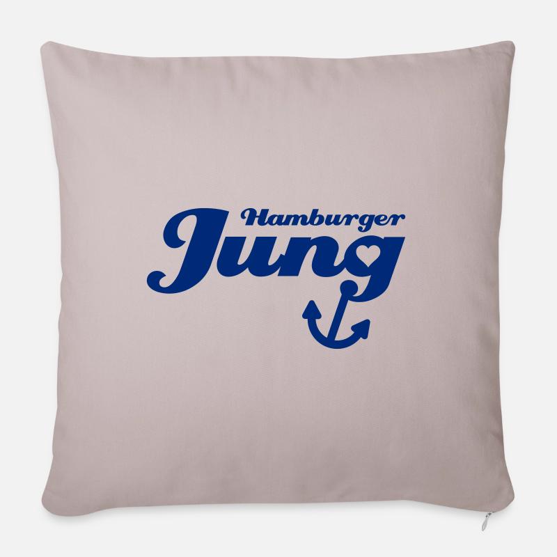 Hamburger Jung mit Herz - Sofakissenbezug 45 x 45 cm - helles Taupe