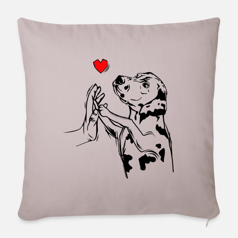 Dalmatiner Liebe Frauchen Hunde - Sofakissenbezug 45 x 45 cm - helles Taupe