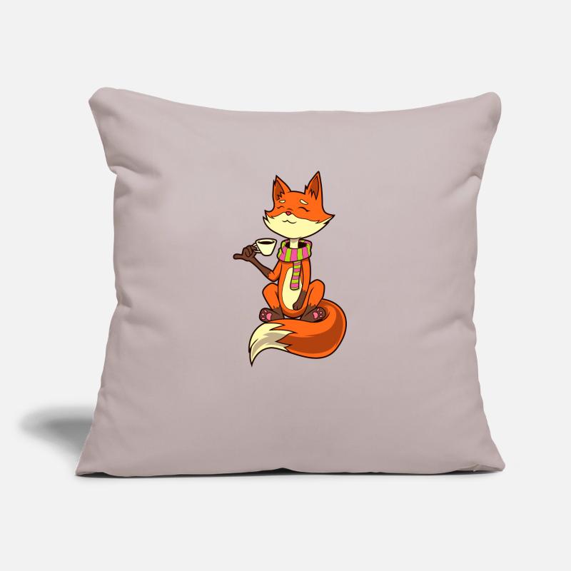 Fox drinks coffee - coffee drinker Sofa pillowcase 17,3'' x 17,3'' (45 x 45 cm)