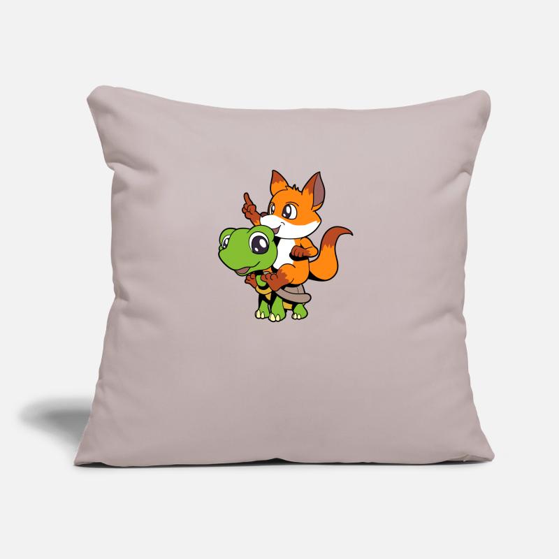 Comic - Sweet fox sits on turtle Sofa pillowcase 17,3'' x 17,3'' (45 x 45 cm)