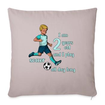 Boy shoots football - I'm 2 years old - Sofa pillowcase 17,3'' x 17,3'' (45 x 45 cm) - light taupe - Front