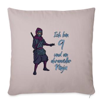 Ich bin 9 - Jungen Ninja - Sofakissenbezug 45 x 45 cm - helles Taupe - Vorne