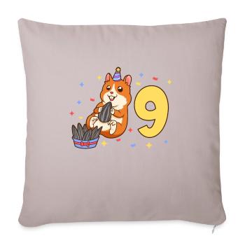 With hamster - children's birthday 9 years - Sofa pillowcase 17,3'' x 17,3'' (45 x 45 cm) - light taupe - Front