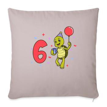 Avec tortue - anniversaire des enfants 6 ans - Housse de coussin décorative 45 x 45 cm - taupe clair - Devant