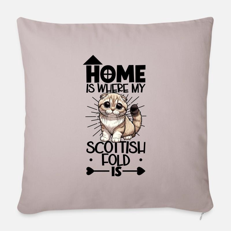 Home - Scottish Fold-eared Cat - Sofa pillowcase 17,3'' x 17,3'' (45 x 45 cm) - light taupe