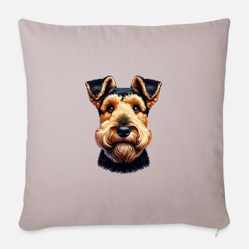 Hundegesicht - Welsh Terrier - Sofakissenbezug 45 x 45 cm - helles Taupe