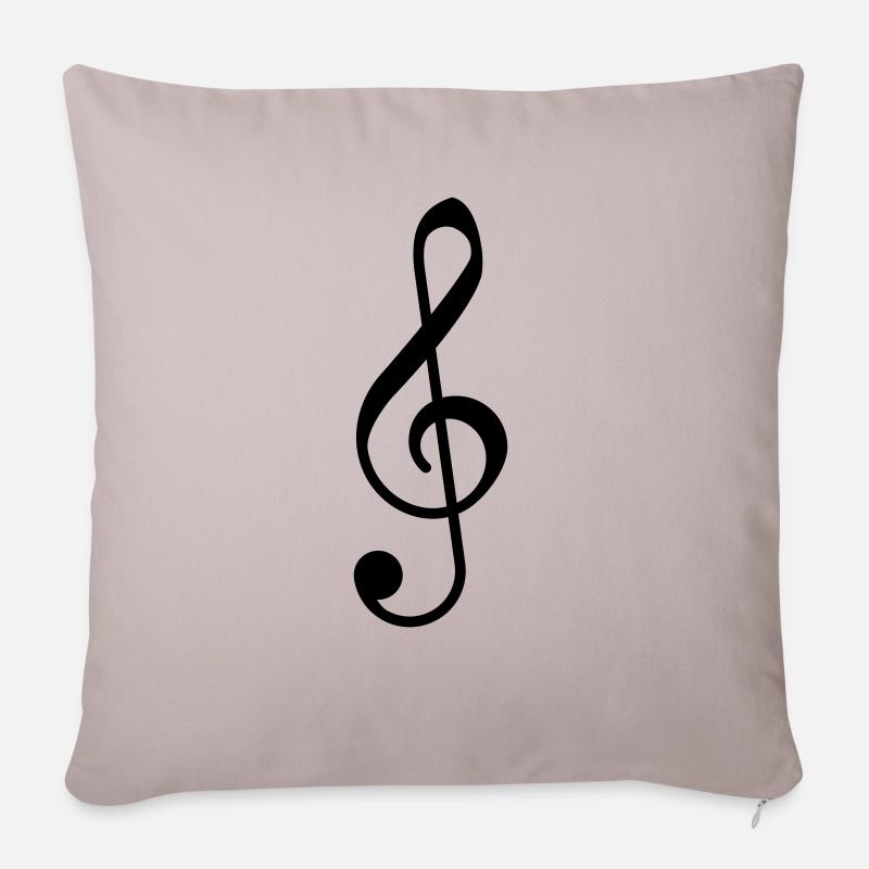 Clé de violon - Clé de partition - Housse de coussin décorative 45 x 45 cm - taupe clair