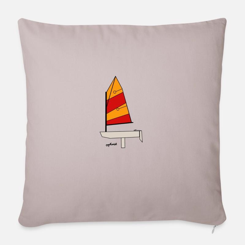 Optimist Segelboot - Sofakissenbezug 45 x 45 cm - helles Taupe