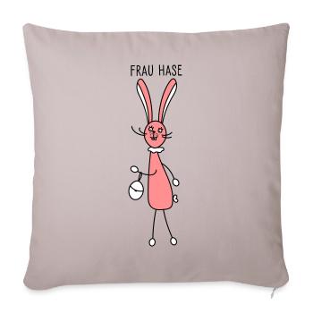 Mme lapin - Housse de coussin décorative 45 x 45 cm - taupe clair - Devant
