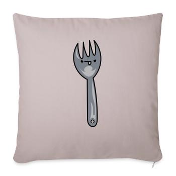 Funny cartoon spork with face - Sofa pillowcase 17,3'' x 17,3'' (45 x 45 cm) - light taupe - Front