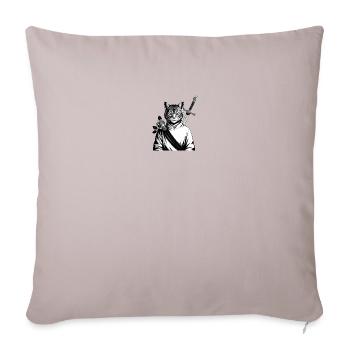 Die Samurai-Katze, die Bushido-Katze - Sofakissenbezug 45 x 45 cm - helles Taupe - Vorne
