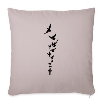 Raben Kreuz Schwarm - Sofakissenbezug 45 x 45 cm - helles Taupe - Vorne