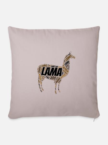 Lama Wordart - Sofakissenbezug 45 x 45 cm - helles Taupe