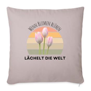 Blumen Garten Gärtner Blumenstrauß BLUMENLIEBE - Sofakissenbezug 45 x 45 cm - helles Taupe - Vorne