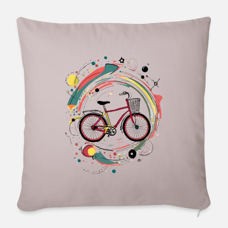 Fahrrad Illustration mit abstrakten Elementen - Sofakissenbezug 45 x 45 cm - helles Taupe