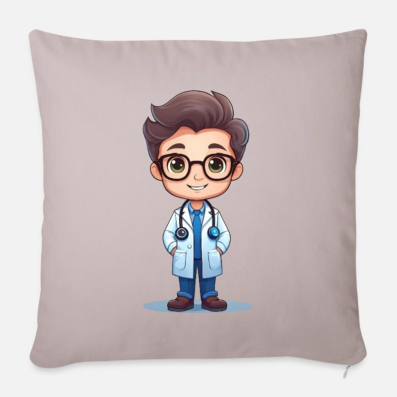 Médecin ou médecin - Housse de coussin décorative 45 x 45 cm - taupe clair