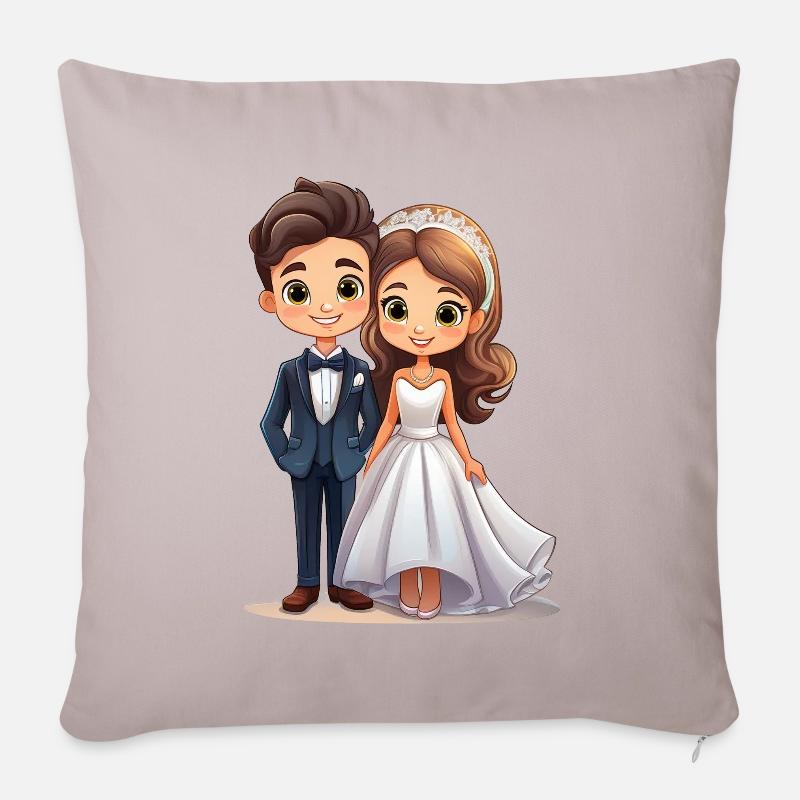 Les mariés avant le mariage - Housse de coussin décorative 45 x 45 cm - taupe clair
