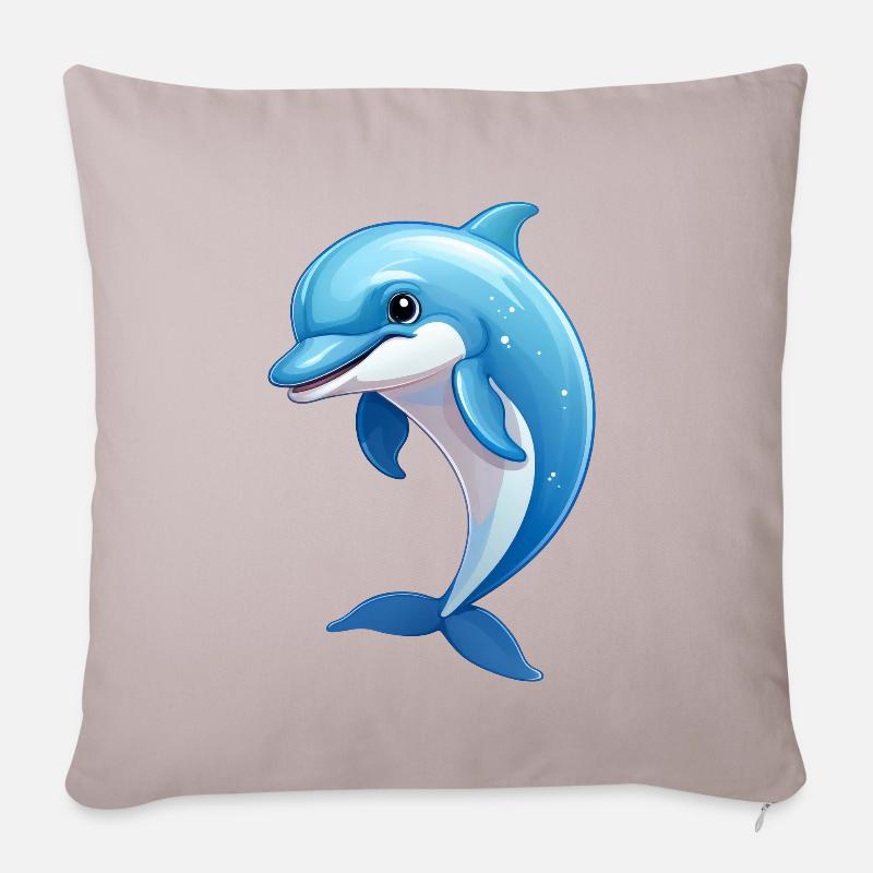 Niedlicher Delfin - Sofakissenbezug 45 x 45 cm - helles Taupe