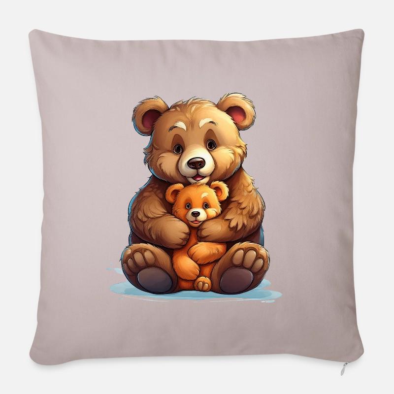 Illustration d’ours en peluche mignons - Housse de coussin décorative 45 x 45 cm - taupe clair