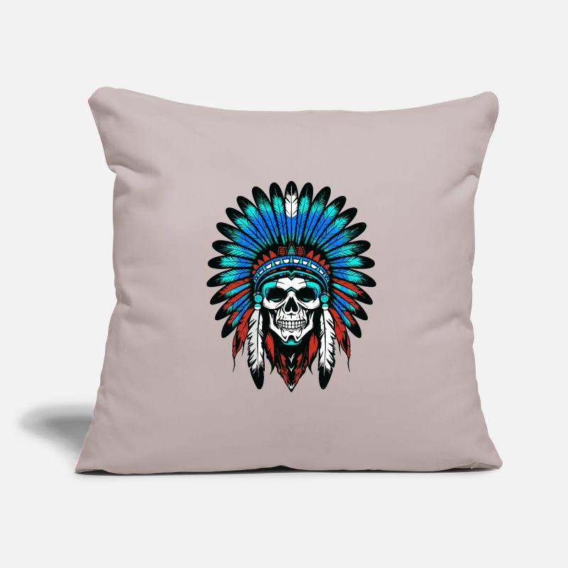 Crâne de chef indien Apache Housse de coussin décorative 45 x 45 cm