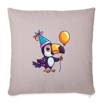 Toucan oiseau anniversaire bébé - Housse de coussin décorative 45 x 45 cm - taupe clair - Devant
