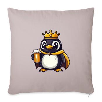 Pinguin Bier Lustig - Sofakissenbezug 45 x 45 cm - helles Taupe - Vorne