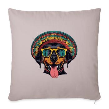 Dobermann Hund Lustig Sombrero - Sofakissenbezug 45 x 45 cm - helles Taupe - Vorne