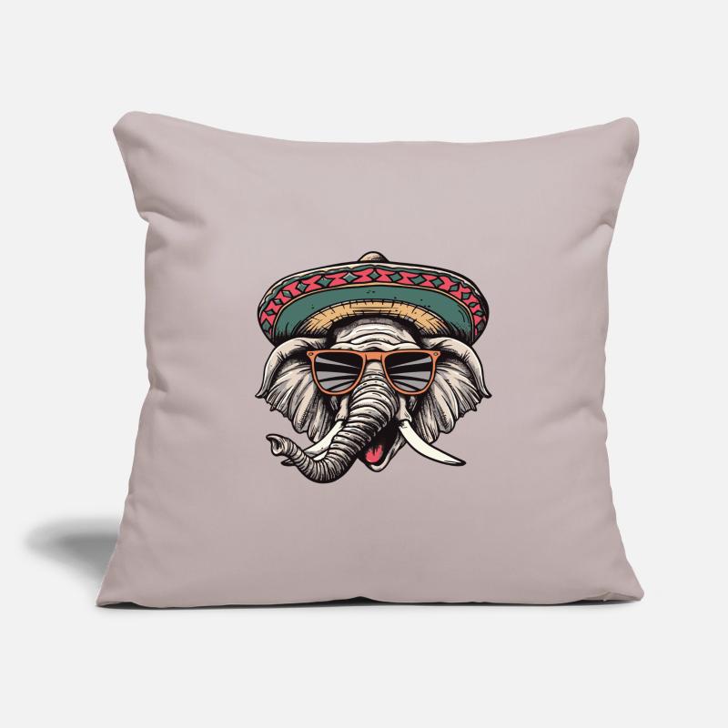 Elephant Comic Funny Sombrero Sofa pillowcase 17,3'' x 17,3'' (45 x 45 cm)
