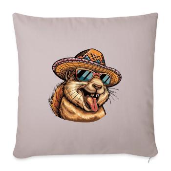 écureuil bande dessinée drôle sombrero - Housse de coussin décorative 45 x 45 cm - taupe clair - Devant