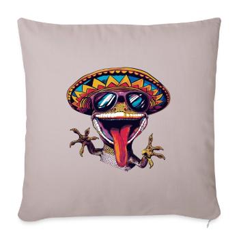 lézard gecko bande dessinée drôle sombrero - Housse de coussin décorative 45 x 45 cm - taupe clair - Devant