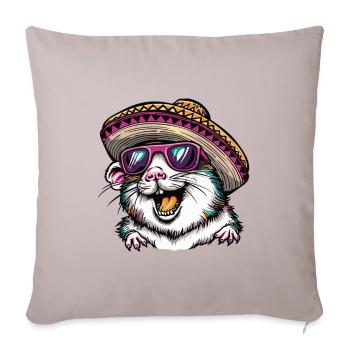 Hamster Funny Sombrero - Sofa pillowcase 17,3'' x 17,3'' (45 x 45 cm) - light taupe - Front