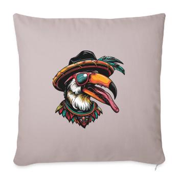 Toucan oiseau bande dessinée drôle sombrero - Housse de coussin décorative 45 x 45 cm - taupe clair - Devant