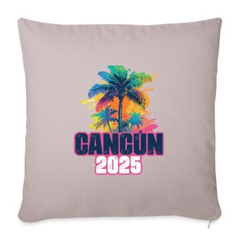 Cancun 2025 Palmiers des Fêtes - Housse de coussin décorative 45 x 45 cm - taupe clair - Devant