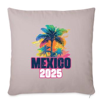 Mexique 2025 Palmiers de vacances - Housse de coussin décorative 45 x 45 cm - taupe clair - Devant