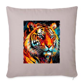 Portrait de tigre - Housse de coussin décorative 45 x 45 cm - taupe clair - Devant