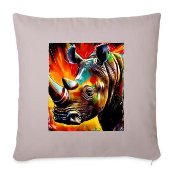Portrait de rhinocéros - Housse de coussin décorative 45 x 45 cm - taupe clair - Devant