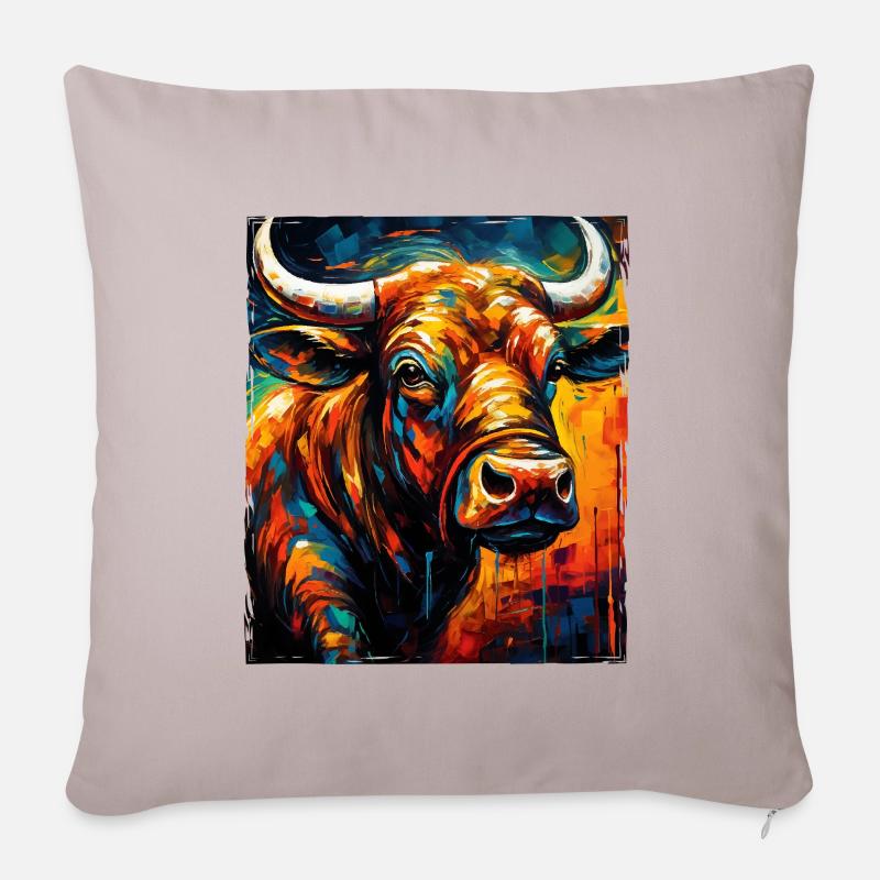 Bulle Porträt Taurus - Sofakissenbezug 45 x 45 cm - helles Taupe