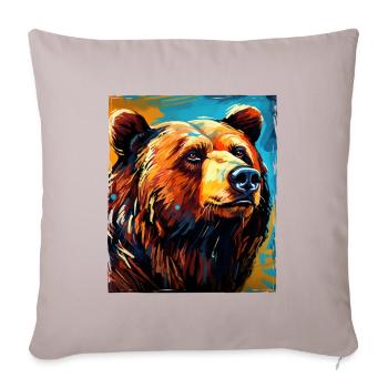 Portrait d’ours - Housse de coussin décorative 45 x 45 cm - taupe clair - Devant